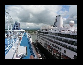 Next stop was the little town of Puntarenas, Costa Rica which is visible at the end of the pier between the Norwegian Dream and the Holland America line's Zaandam.